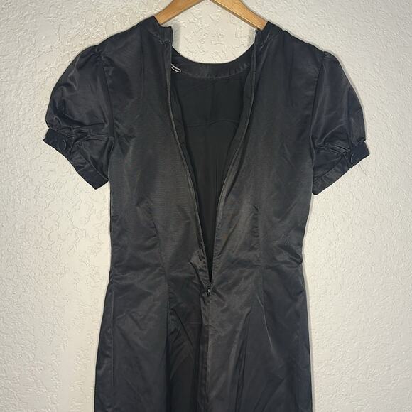 Vintage Fossil Black Dress Nylon Cotton Short Sleeve Crew Neck Demure Y2K Twee - Picture 5 of 7